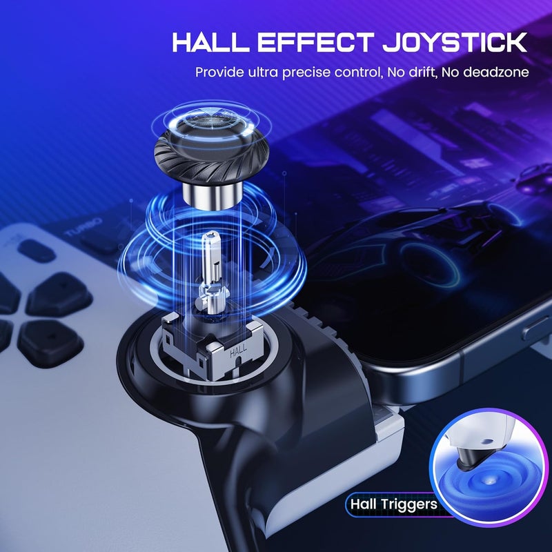 KICKDOT Wireless Phone Controller for iPhone/Android/Switch 1/2/OLED/iPad Mini With Hall Joystick, LED Mobile Gaming Controller for iOS Support Xbox, Steam Link, GeForce Now, Arcade,Roblox,PlayStation 3 Skins - Image 4